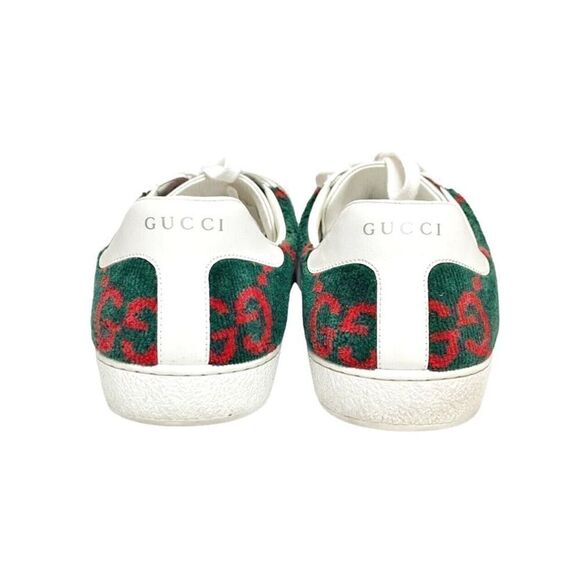 Gucci Ace GG Logo Terry Cloth Green Red Velvet Men’s Sneakers Size Gucci Size 8 - Picture 3 of 13